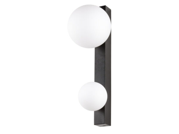 Podwójny kinkiet Sun WL czarny z dwoma kulistymi kloszami, widok główny