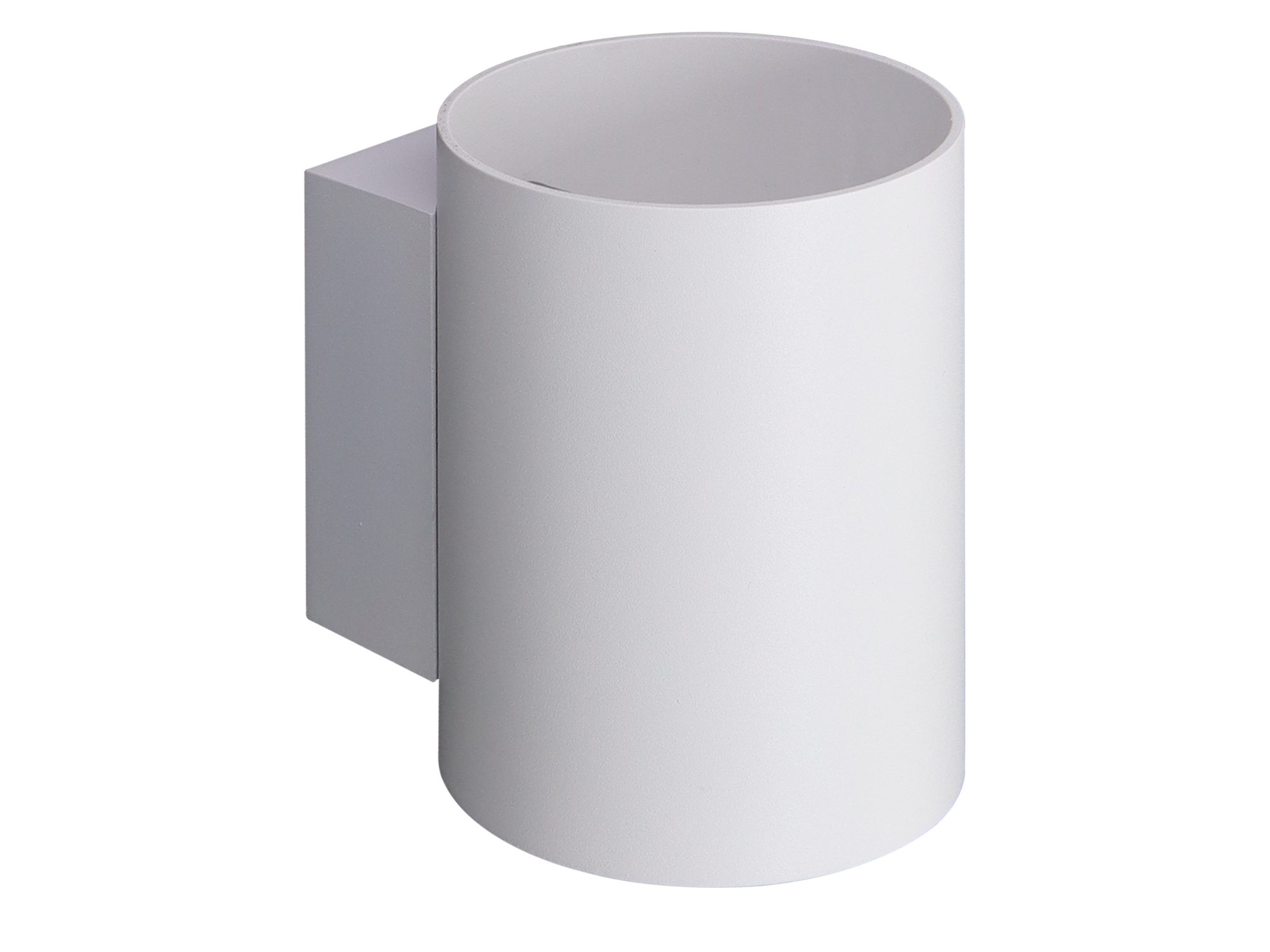 Biały kinkiet Telosora z cylindrycznym aluminiowym korpusem