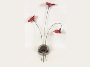 Miniaturka 1 - Kinkiet Teretino chrom z trzema czerwonymi kloszami w kształcie kwiatów