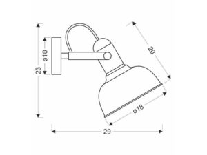 Miniaturka 6 - Kinkiet Toronela – rysunek wymiarów 23 na 18 na 29 cm