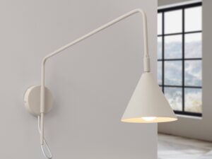 Miniaturka 95 - Kinkiet z włącznikiem Sorvella 61 cm beżowy z włączonym światłem