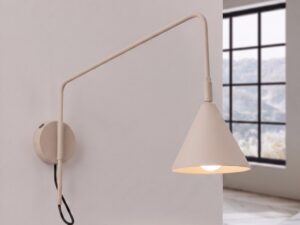 Miniaturka 74 - Kinkiet z włącznikiem Sorvella 61 cm taupe z włączonym światłem