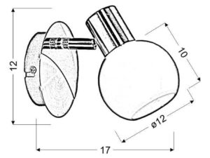 Miniaturka 1 - Kinkiet Zenedeta rysunek wymiarowy szerokość 17 cm i wysokość 12 cm
