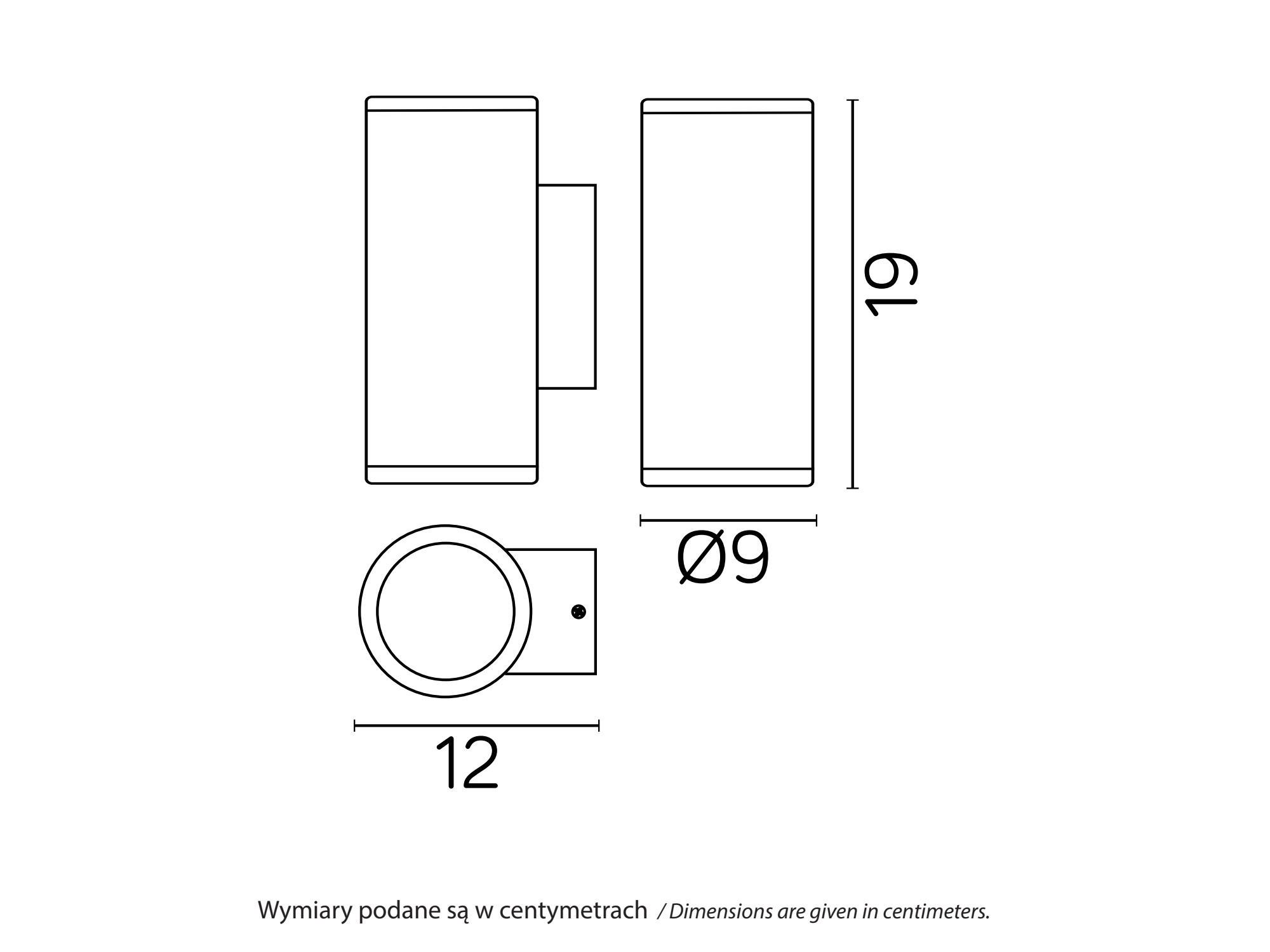 Kinkiet ADELA MIDI M1457 DG – wymiary z karty technicznej