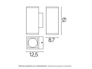 Miniaturka 4 - Kinkiet ADELA MIDI M1460 DG – wymiary z dokumentacji