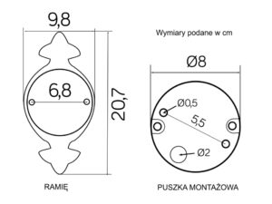 Miniaturka 3 - Kinkiet CADIZ K 3012/1/Z – dodatkowy schemat wymiarów