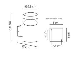 Miniaturka 2 - Kinkiet zewnętrzny DELTA DL-K100 – rysunek wymiarów