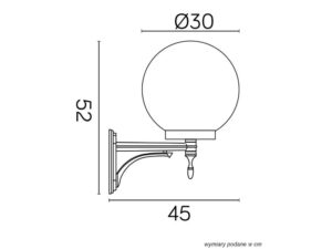 Miniaturka 1 - Kinkiet KULE CLASSIC K 3012/1/K 300 U rysunek wymiarowy