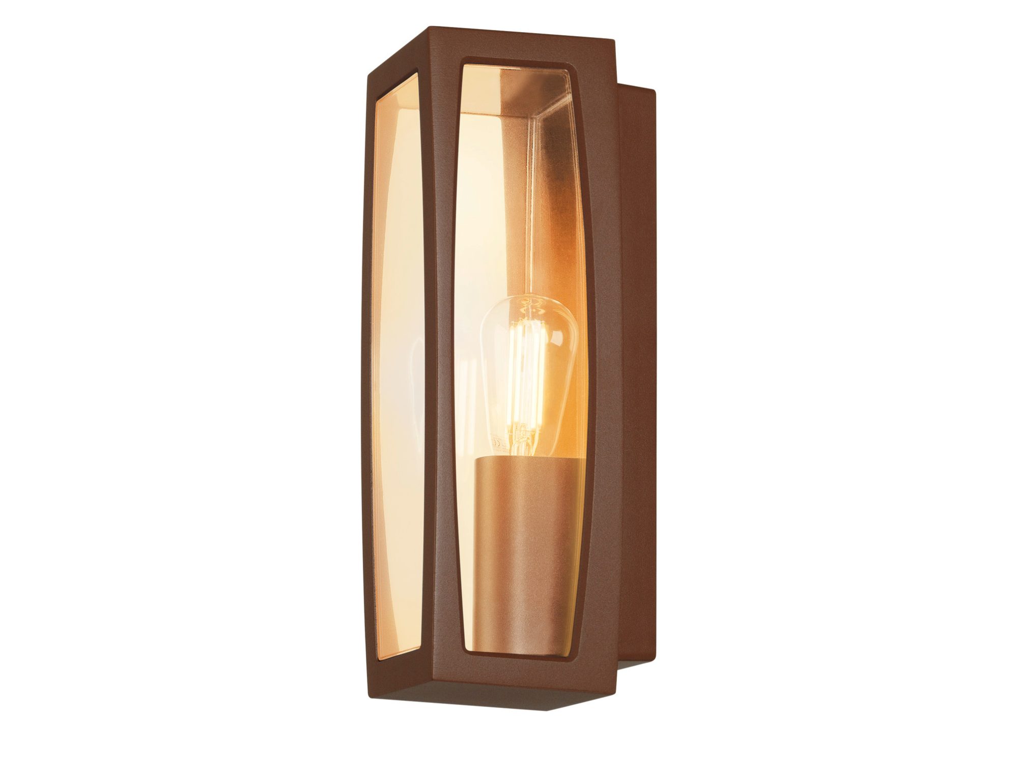 Detal kinkietu Meridian Box 2 w odcieniu rdzy