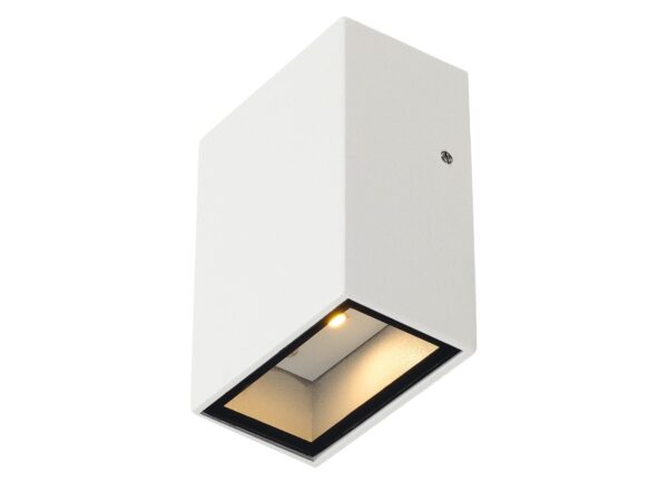 Kinkiet zewnętrzny Quad 1 biały – kwadratowa obudowa i światło LED