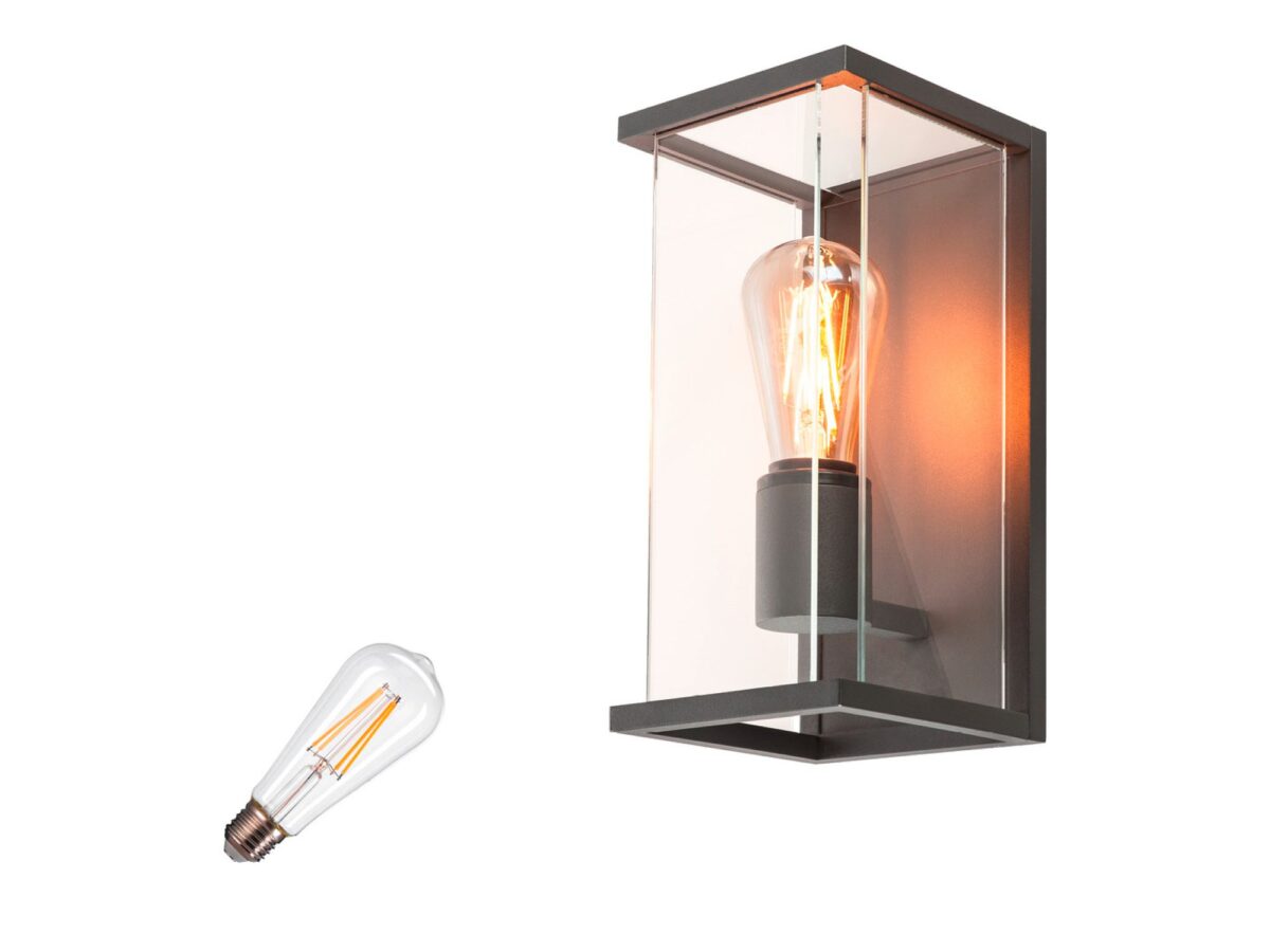 Kinkiet zewnętrzny Quadrulo Lamp Set E27 IP44 antracyt