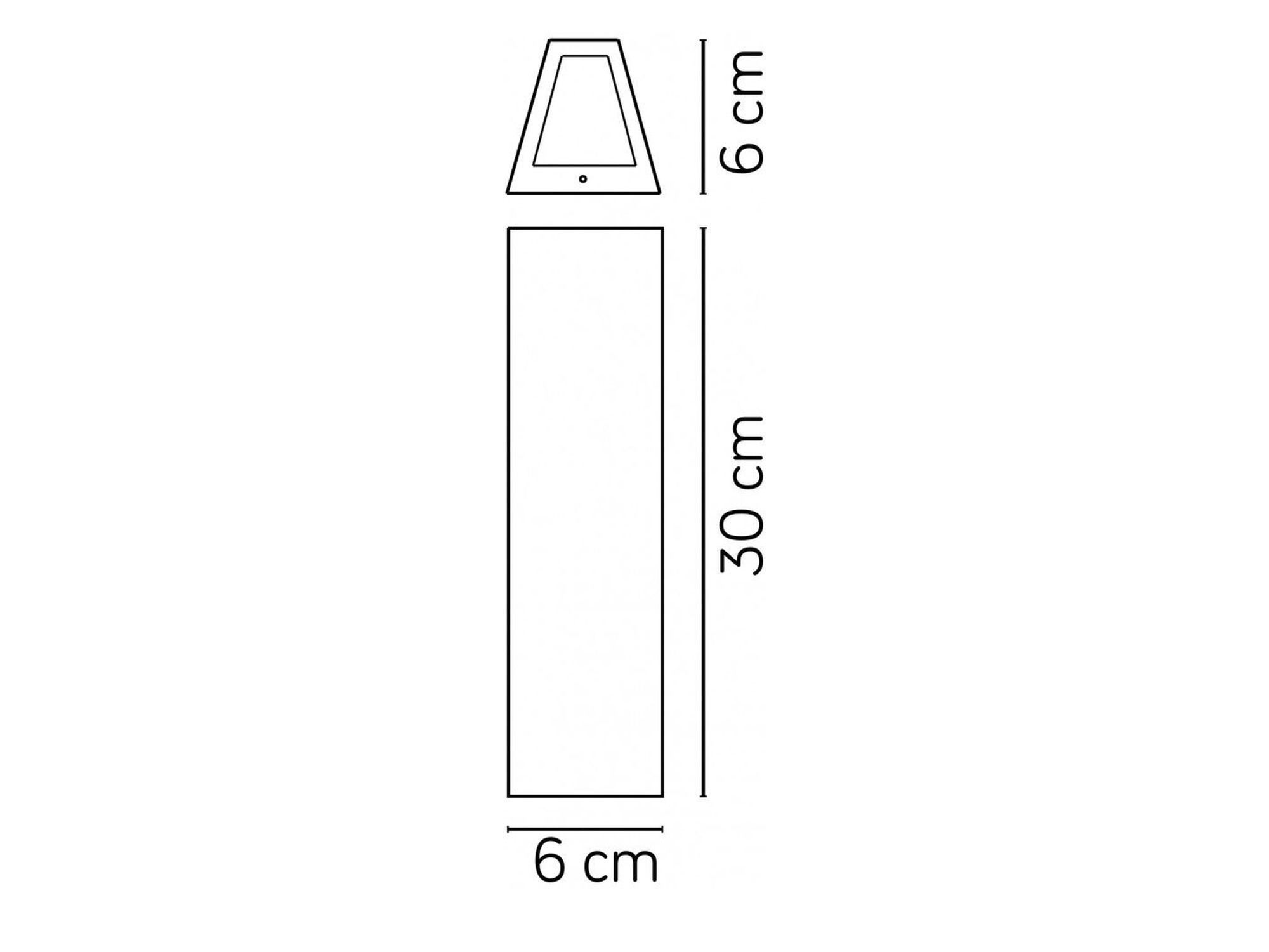 TIN M1401 – rysunek wymiarowy kinkietu 30 × 6 × 6 cm