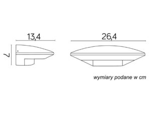 Miniaturka 4 - Kinkiet UFO 1880S – rysunek wymiarów 26,4 × 7 × 13,4 cm
