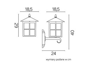 Miniaturka 2 - Rysunek wymiarowy kinkietu WENECJA K 3012/1/KW G