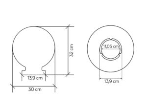Miniaturka 2 - Klosz kula G-300 FUME rysunek produktu