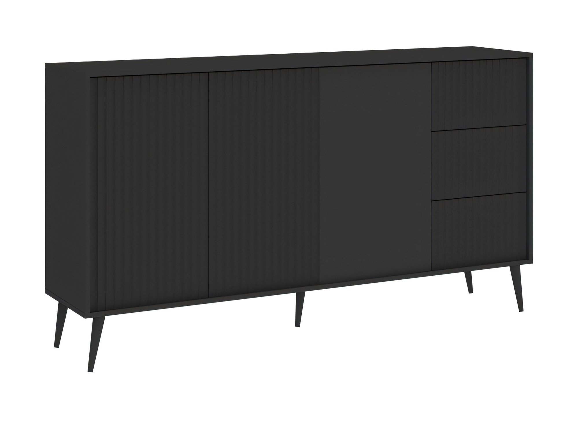 Antracytowa komoda Bellvoro 179 cm z 3 drzwiami i 3 szufladami