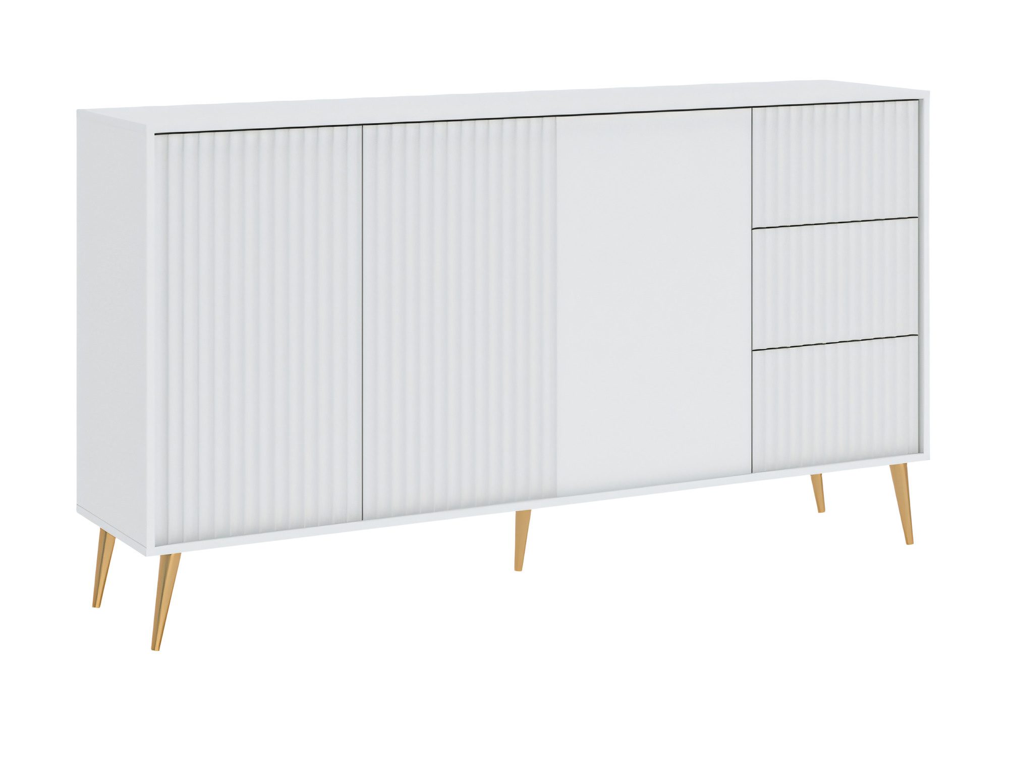 Biała komoda Bellvoro 179 cm z 3 drzwiami i 3 szufladami
