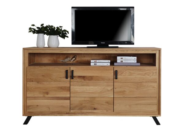 Komoda drewniana ALAMOS LOFT 163 cm na czarnych metalowych nogach
