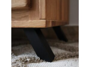 Miniaturka 1 - Czarna metalowa noga komody ALAMOS LOFT – detal mocowania do drewnianego korpusu