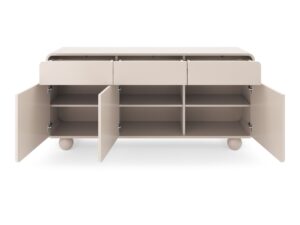 Miniaturka 1 - Komoda Albenza kaszmir – otwarte drzwi i szuflady