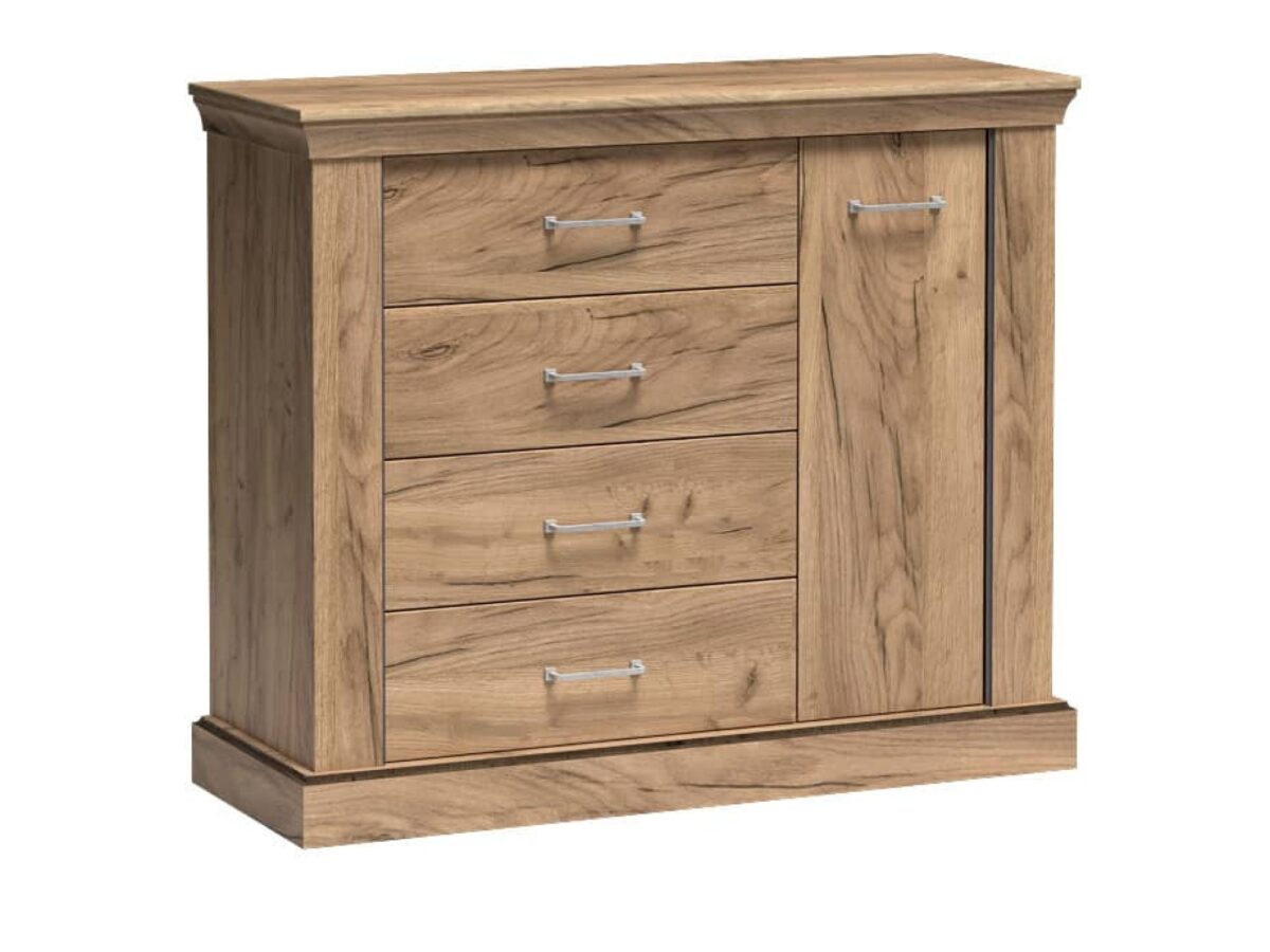 Komoda z 4 szufladami i szafką Ambrina 114 cm