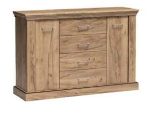 Miniaturka 8 - Komoda Ambrina Kraft złoty 142 cm z czterema szufladami i dwiema szafkami