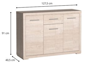 Miniaturka 1 - Komoda Bertino 127,5 cm z oznaczonymi wymiarami korpusu