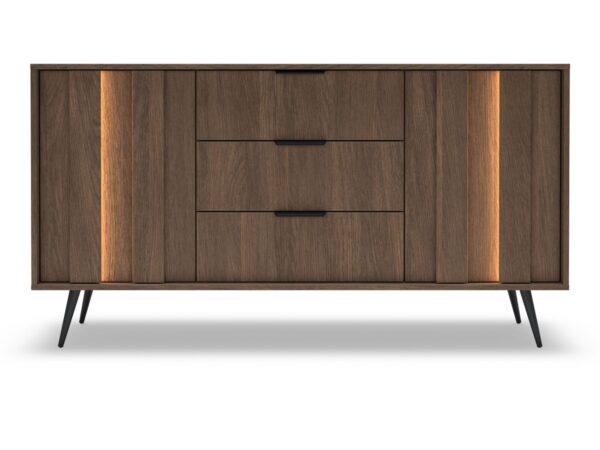 Komoda Bervano 153 cm dwudrzwiowa z 3 szufladami LED front