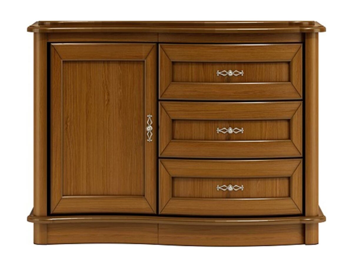 Komoda Caren C19 116 cm z drzwiami i 3 szufladami, dąb orzechowy