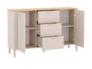 Miniaturka 2 - Komoda Castelia z otwartymi szafkami i wysuniętymi szufladami