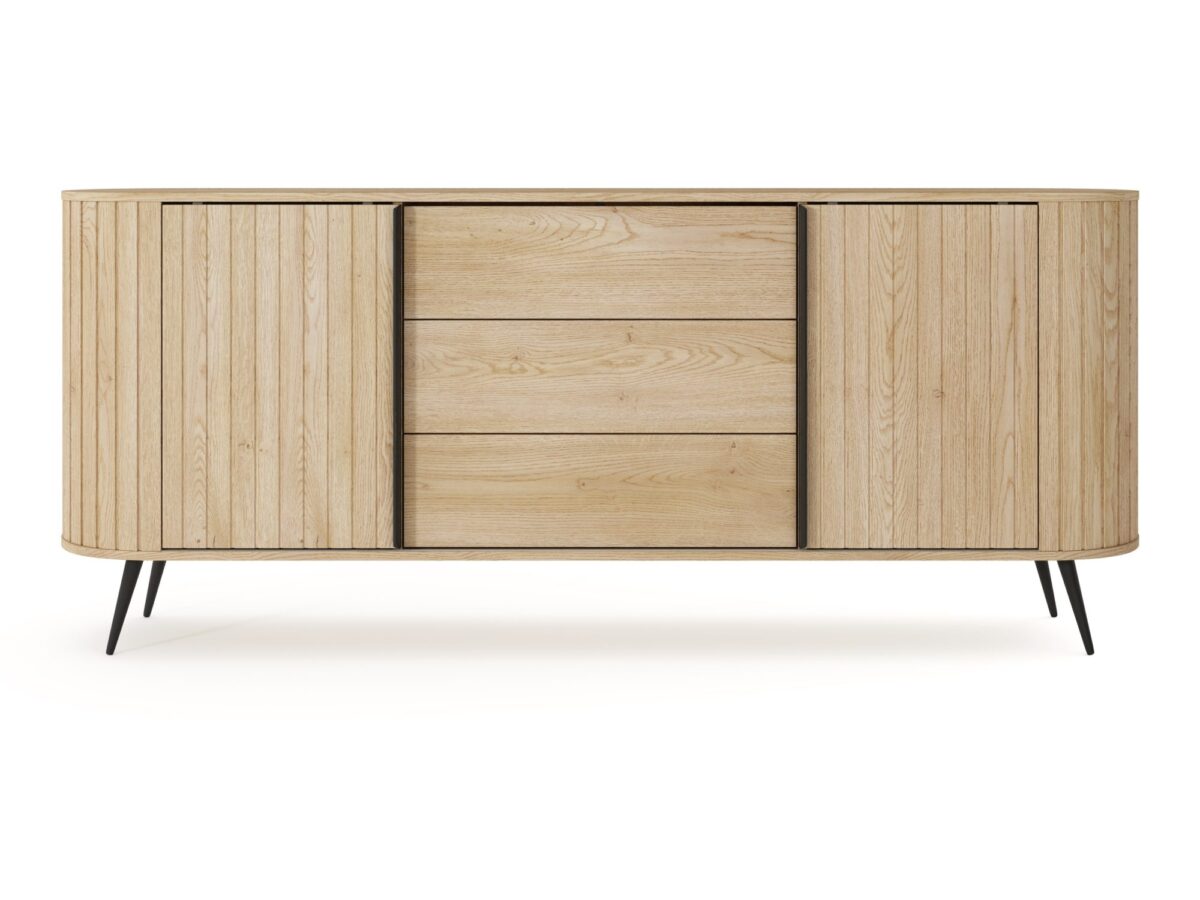 Komoda z 2 drzwiami i 3 szufladami Credano 196 cm dąb Cremona