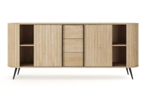 Miniaturka 2 - Komoda Credano 196 cm – otwarte obie szafki i półki
