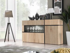 Miniaturka 1 - Komoda z szufladami i LED Cresto 150 cm Hickory Jackson czarna
