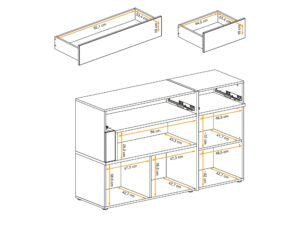 Miniaturka 3 - Komoda z szufladami i LED Cresto 150 cm Hickory Jackson czarna – zdjęcie 3