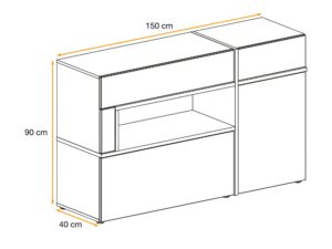 Miniaturka 4 - Komoda z szufladami i LED Cresto 150 cm Hickory Jackson czarna – zdjęcie 4