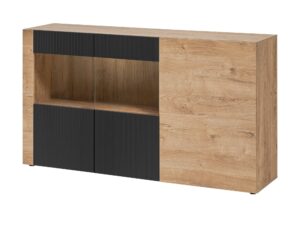 Miniaturka 5 - Szafka z czarnymi frontami i drewnianymi półkami