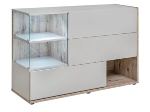 Miniaturka 7 - Szafka z szklanymi półkami w kolorze jasnego drewna