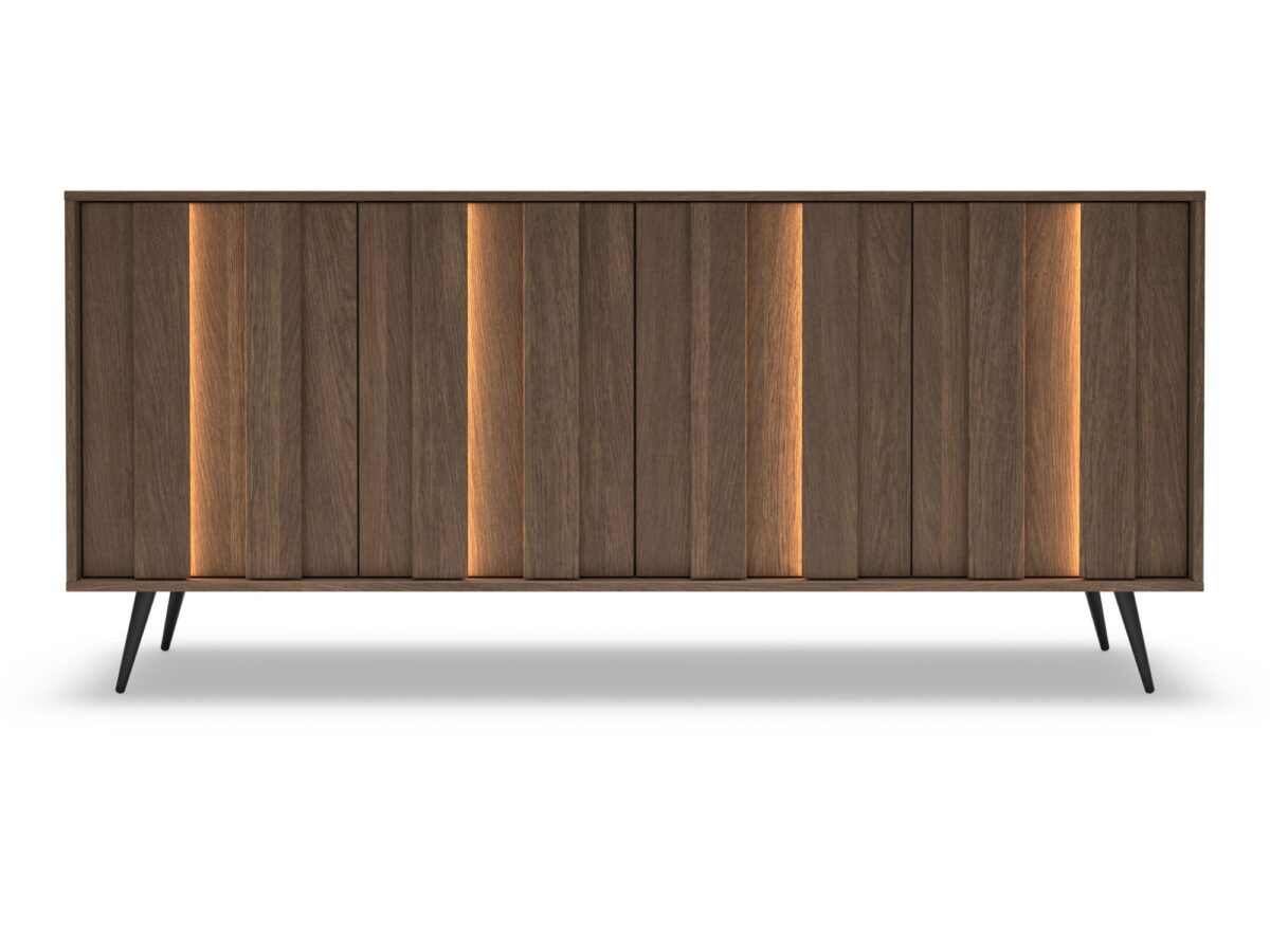 Komoda czterodrzwiowa z LED Bervano 183 cm dąb dunin