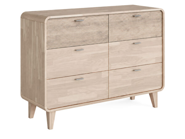 Komoda dębowa 6 szuflad Marvello 125 cm dąb bielony
