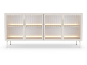 Miniaturka 3 - Komoda Dorvano kaszmir 181 cm – przeszklone fronty i LED
