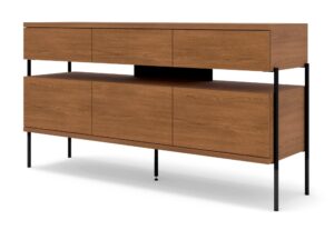 Miniaturka 13 - Komoda Dovario 154 cm czereśnia – zamknięta bryła na metalowych nogach