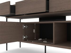 Miniaturka 10 - Komoda Dovario chłodny brąz, wymiary wnętrza zamykanego schowka