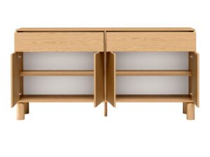 Miniaturka 5 - Komoda Dunvelo 180 cm – otwarte drzwiczki i dwie szuflady od frontu