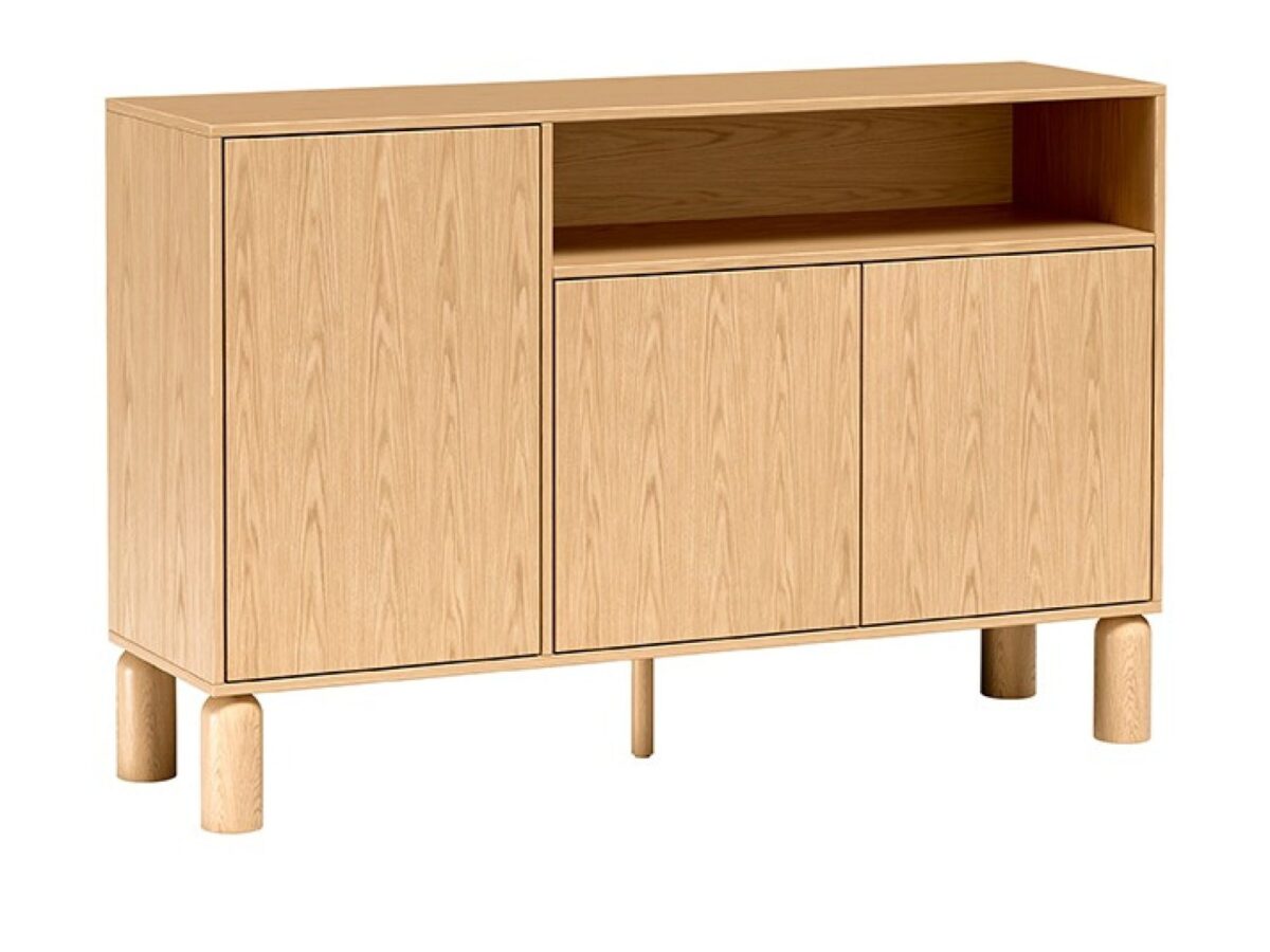 Komoda z 3 szafkami Dunvelo 140 cm – dąb Bookmatch