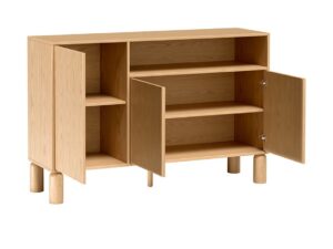Miniaturka 2 - Komoda Dunvelo z otwartymi drzwiczkami i półkami wewnątrz