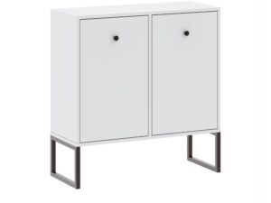 Miniaturka 2 - Biała komoda dwudrzwiowa Linvero 77 cm na białym tle