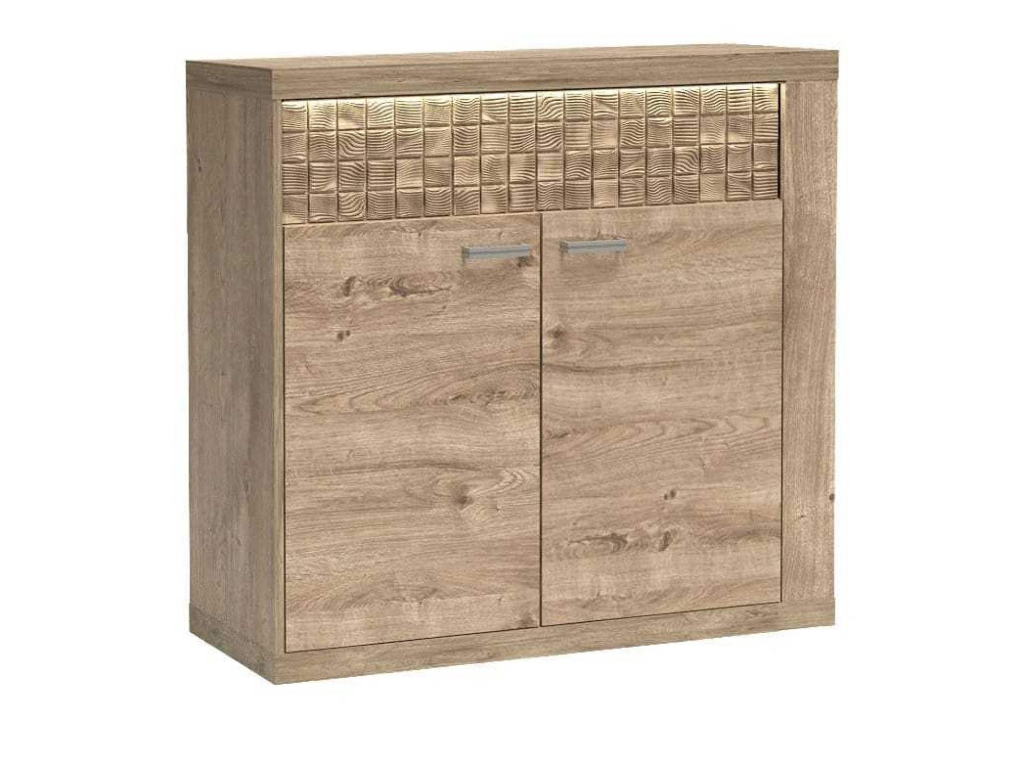 Komoda dwudrzwiowa Pestano 102 cm Ribbeck z podświetleniem LED dekoracyjnego panelu