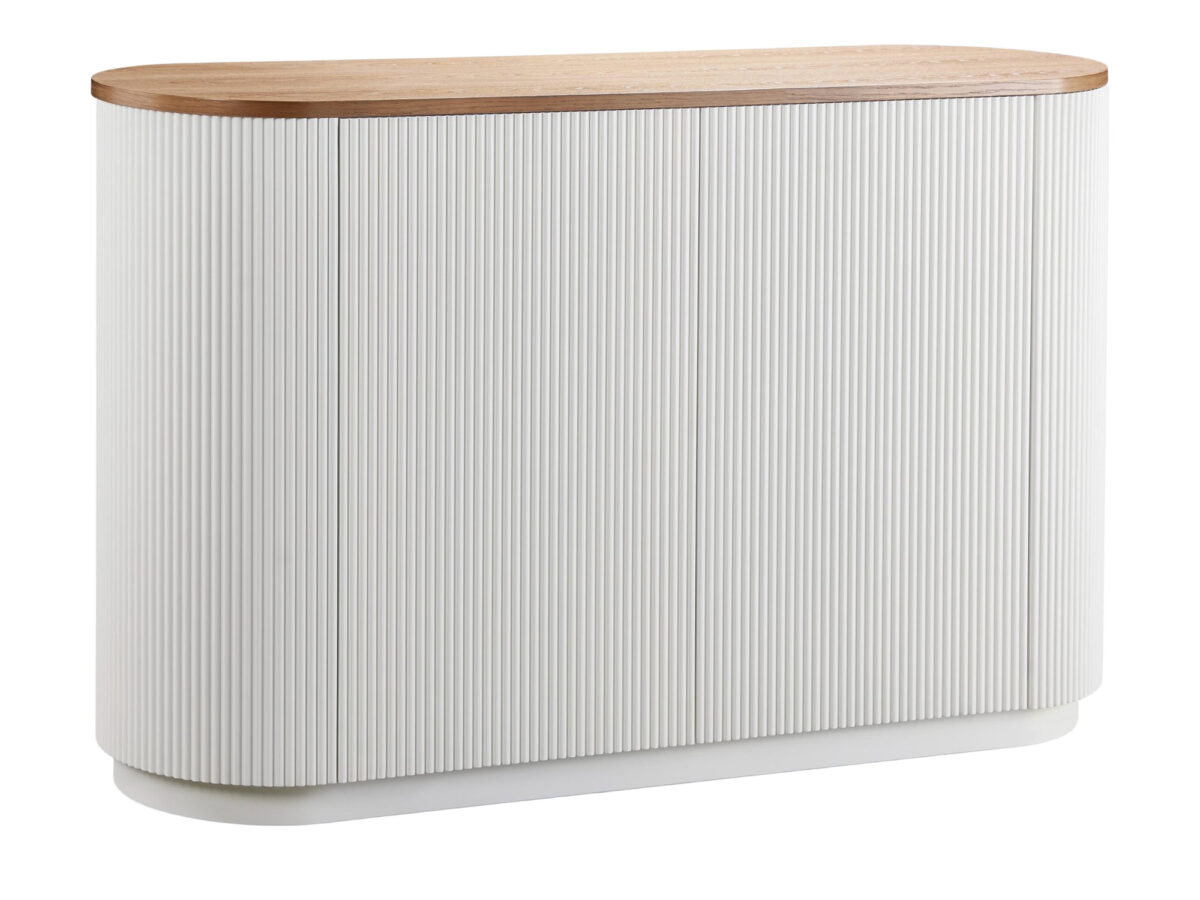 Komoda ryflowana z blatem wiązowym 120 cm ecru – Eleganza