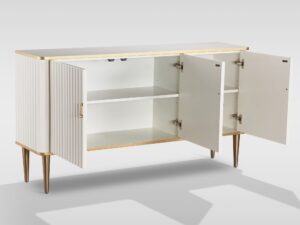 Miniaturka 1 - Komoda Eleganza otwarte trzy drzwi i półki w białym korpusie