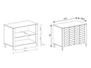 Miniaturka 6 - Komoda Fenita schemat 103 na 40,5 na 95 cm i półka wewnątrz